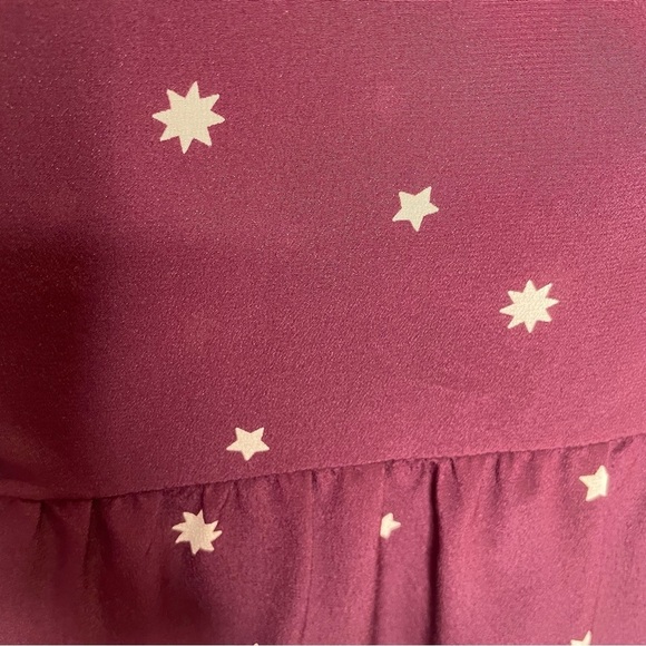 Madewell Silk Belle Top in Star Mix in Holiday Rich Plum Academia 70s Vibe 0 - Picture 9 of 13